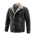 Ideal Black Friday Christmas Gift for Men, Heavyweight Fleece‑Lined Denim Trucker Jacket with Removable Faux Fur Collar, Winter Warm Casual Outerwear US S‑3XL
